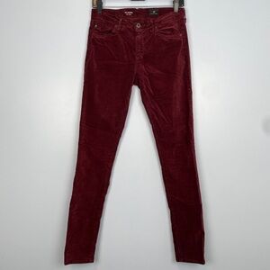AG Women's The Legging Super Skinny Mid Rise Velvet Pants Maroon Size 28 R